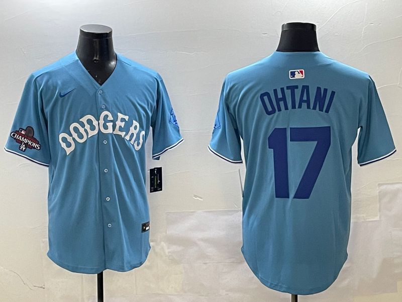Men Los Angeles Dodgers #17 Ohtani Light Blue Throwback Game 2025 Nike MLB Jersey style 3->los angeles dodgers->MLB Jersey
